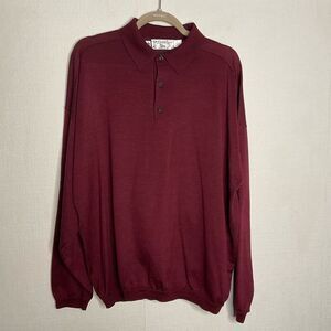 ST CROIX KNIT Polo Sweater Shirt Men's XL  Maroon Burgundy Long‎ Sleeve Button
